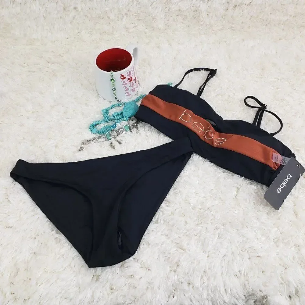 BEBE Black Bikini Size MEDIUM